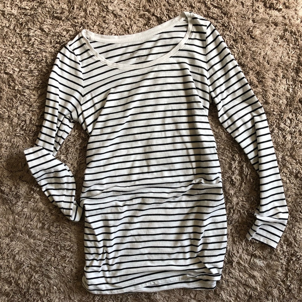 Blue and White Striped Long Sleeve Shirt